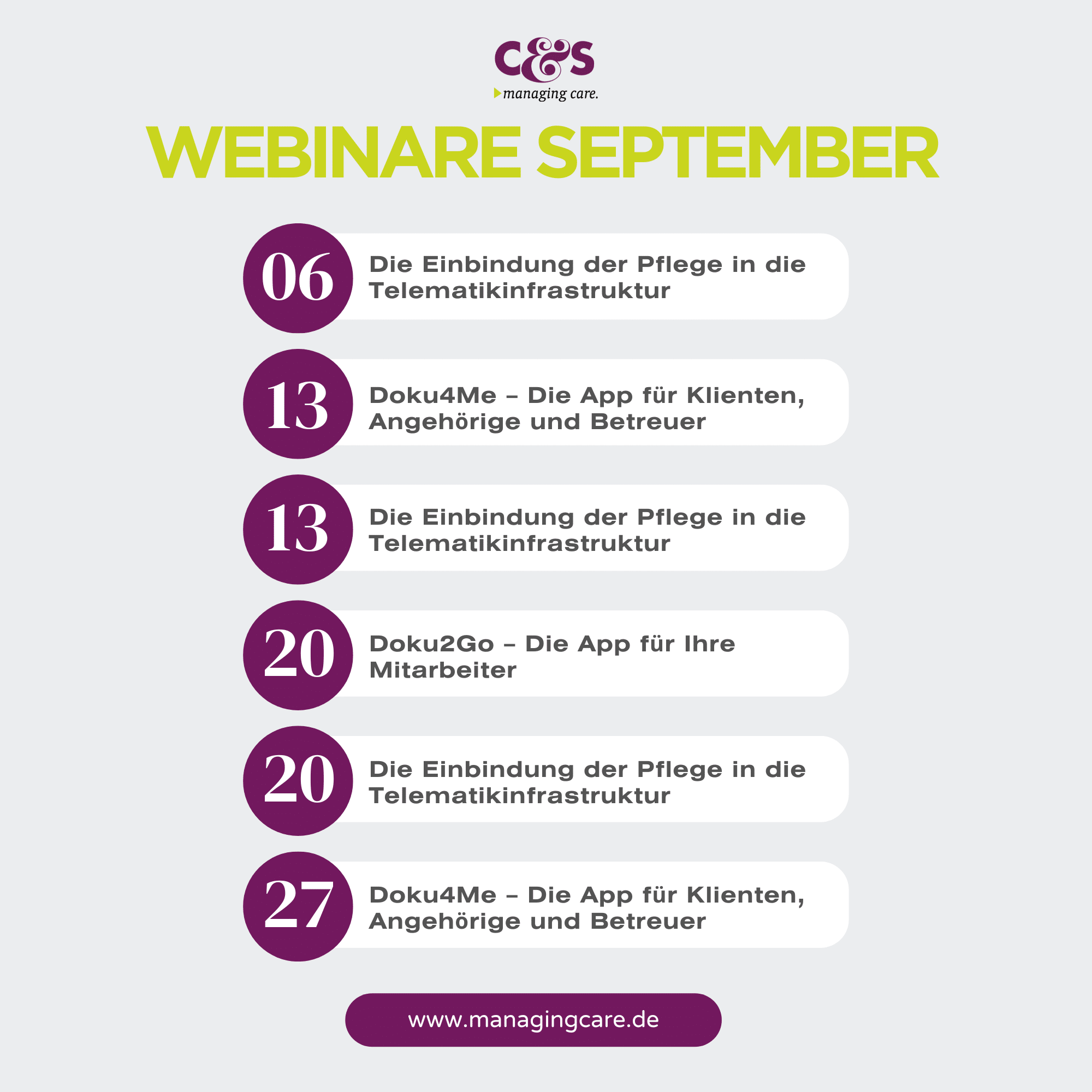 Übersicht der Webinare im September 2024