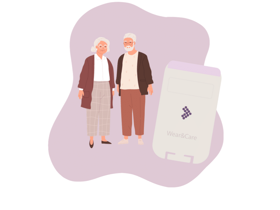Wear&Care Usecase mit einem älteren Ehepaar und der App von Wear&Care
