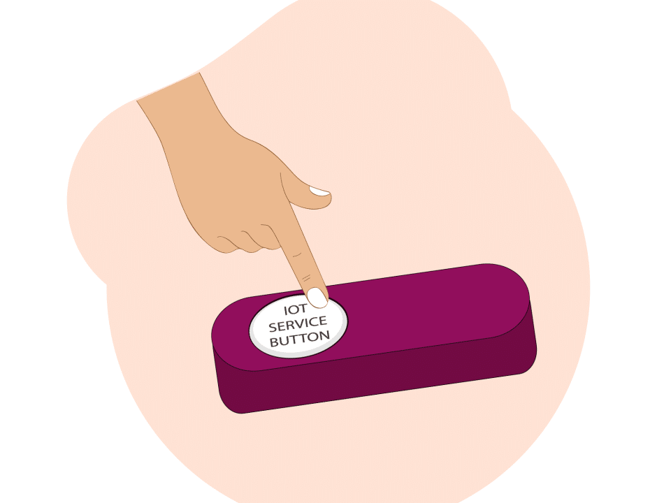 IOT Service Button Usecase mit exemplarischen Button der gedrückt wird.